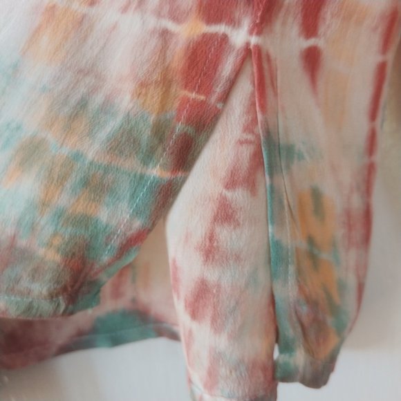 Sandro Paris Goa Embellished Silk Long Sleeve Tie-Dye Beaded Shirt SZ 2 US M - Picture 10 of 16